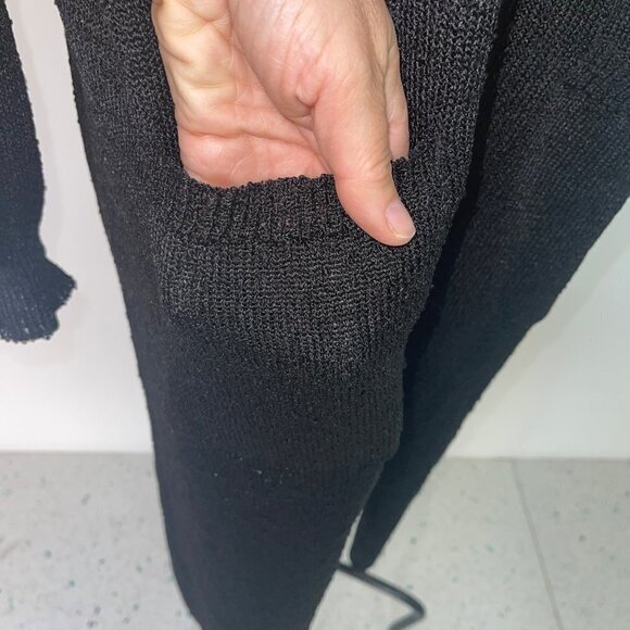 French Rags Vintage Womens Open Duster Cardigan Black Size 2 Medium Pure Rayon - Picture 9 of 13